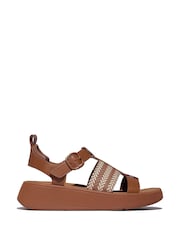 FitFlop F-Mode V-Weave Leather Fisherman Black Sandals - Image 2 of 5