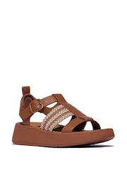 FitFlop F-Mode V-Weave Leather Fisherman Black Sandals - Image 3 of 5