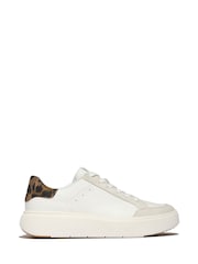 FitFlop Leopard Print Backtab Leather Suede White Sneakers - Image 2 of 5