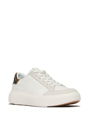 FitFlop Leopard Print Backtab Leather Suede White Sneakers - Image 3 of 5