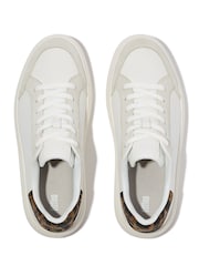 FitFlop Leopard Print Backtab Leather Suede White Sneakers - Image 4 of 5