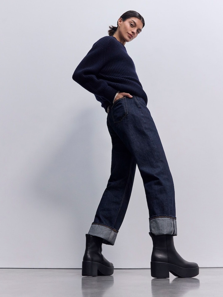 FitFlop Platforms Leather Heeled Ankle Black Boots - Image 2 of 7