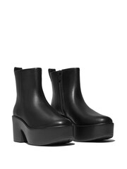 FitFlop Platforms Leather Heeled Ankle Black Boots - Image 6 of 7
