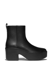 FitFlop Platforms Leather Heeled Ankle Black Boots - Image 7 of 7