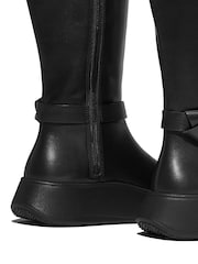 FitFlop F-Mode Square Ring Leather Flatform Tall Black Boots - Image 4 of 5