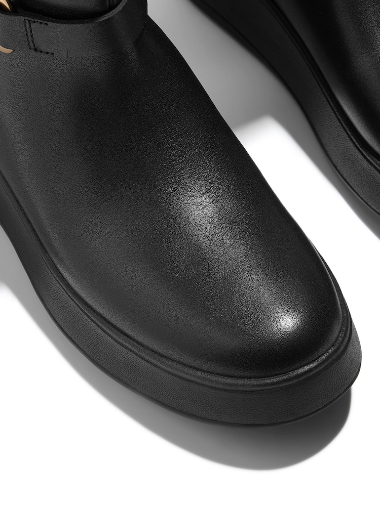 FitFlop F-Mode Square Ring Leather Flatform Tall Black Boots - Image 5 of 5