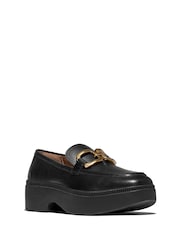 FitFlop F-Luma Square Chain Leather Demi Wedge Loafers - Image 3 of 5