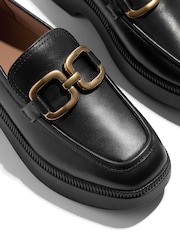 FitFlop F-Luma Square Chain Leather Demi Wedge Loafers - Image 5 of 5