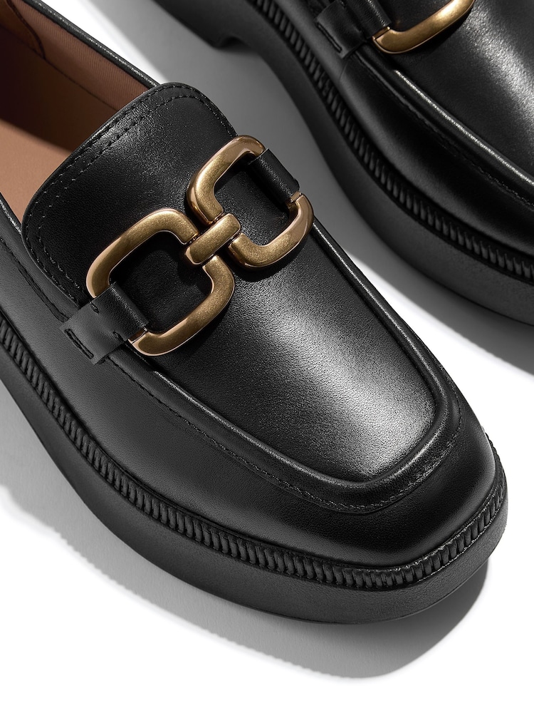 FitFlop F-Luma Square Chain Leather Demi Wedge Loafers - Image 5 of 5