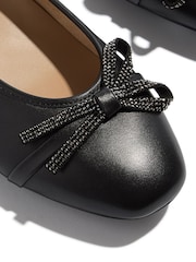 FitFlop Delicato Glitz Bow Leather Ballet Black Flats - Image 5 of 5