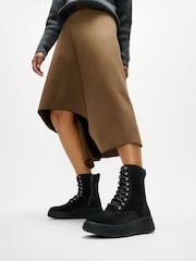 FitFlop F-Mode Suede Lace Up Flatform Ankle Black Boots - Image 1 of 5