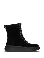 FitFlop F-Mode Suede Lace Up Flatform Ankle Black Boots - Image 2 of 5