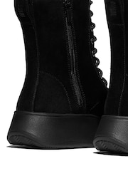 FitFlop F-Mode Suede Lace Up Flatform Ankle Black Boots - Image 4 of 5