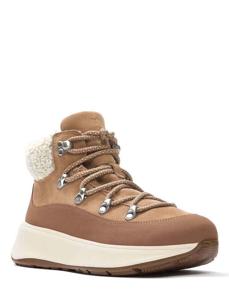 FitFlop F-Mode Teddy Collar Warm Suede Lace Up Boots - Image 2 of 9