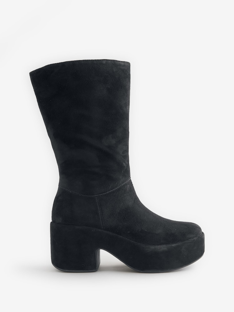 FitFlop Platforms Slouch Suede Heeled Short Boots - Image 1 of 6