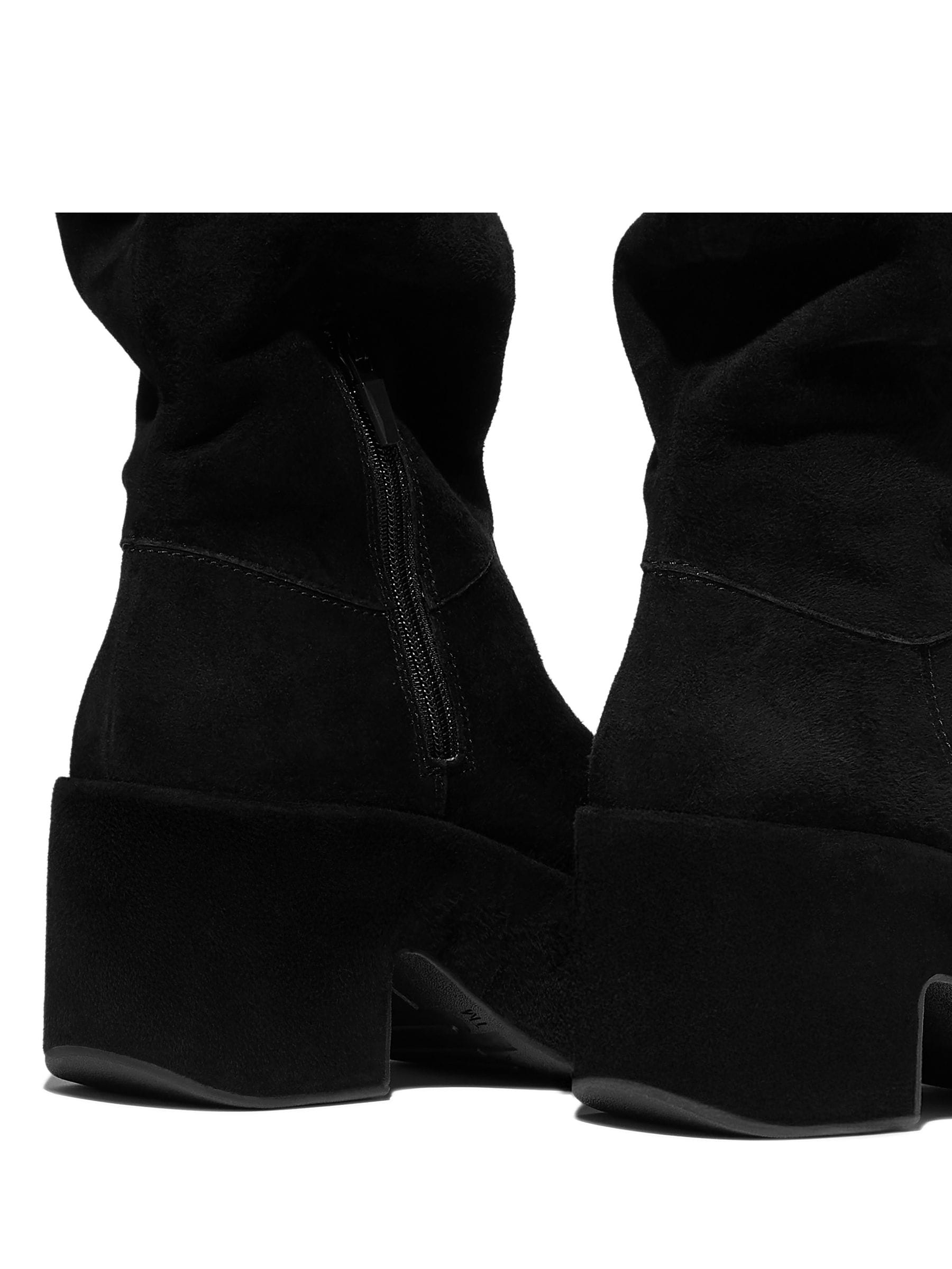 Buy FitFlop Black Platforms Slouch Suede Heeled Short Boots from