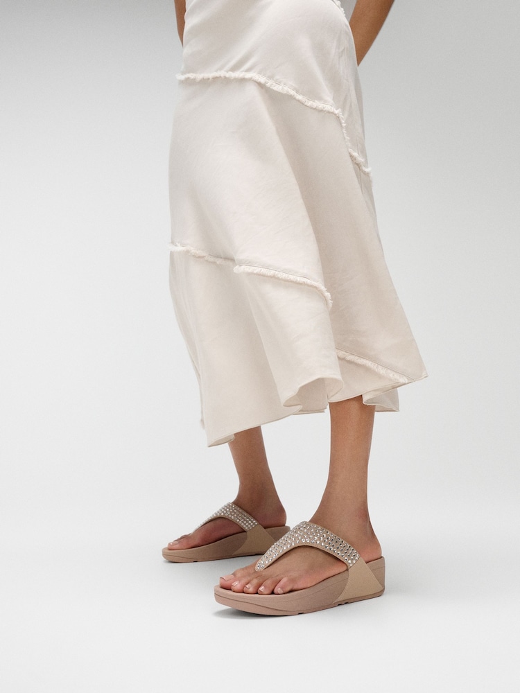 FitFlop Lulu Maxi Crystal Toe Post Black Sandals - Image 1 of 5