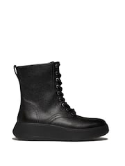 FitFlop F-Mode Stitch Warm Thumb Leather Lace Ankle Black Boots - Image 2 of 4