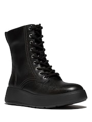 FitFlop F-Mode Stitch Warm Thumb Leather Lace Ankle Black Boots - Image 3 of 4