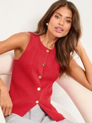 Rot - Lipsy Longline Knitted Sleeveless Waistcoat - Bild 1 von 5