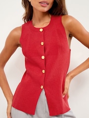 Rot - Lipsy Longline Knitted Sleeveless Waistcoat - Bild 4 von 5