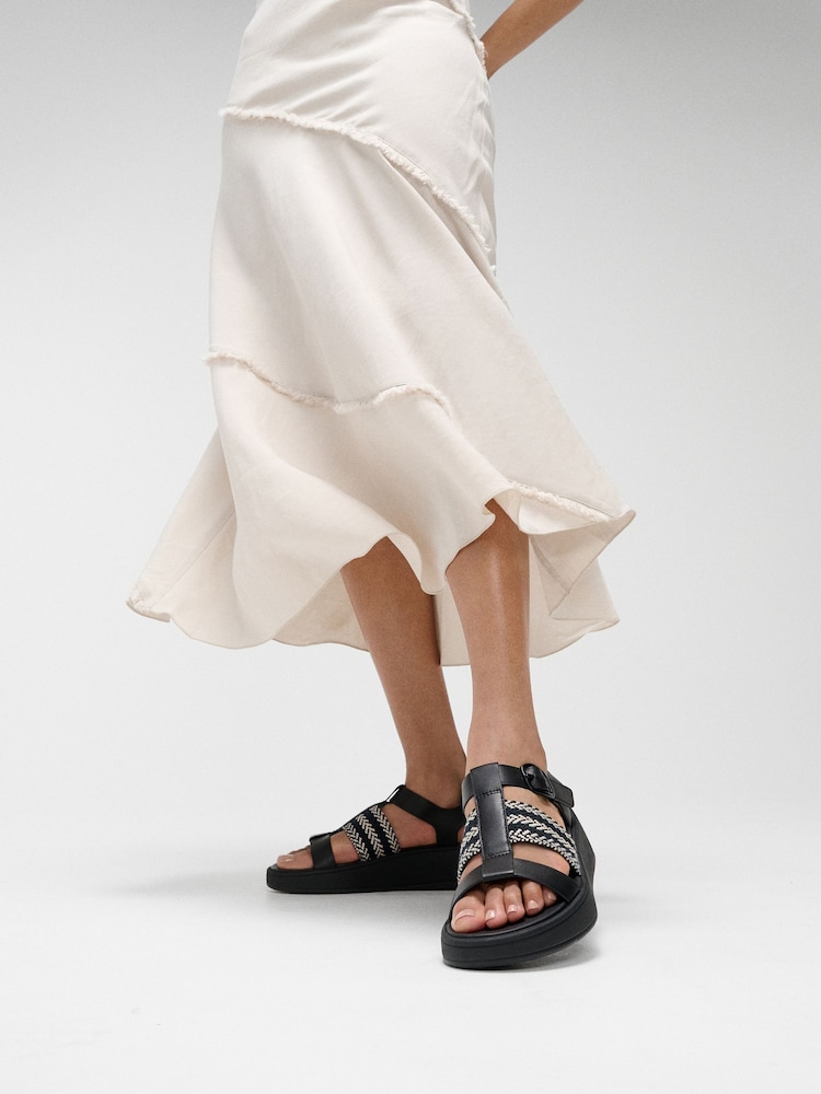 FitFlop F-Mode V-Weave Leather Fisherman Black Sandals - Image 1 of 4 FitFlop F-Mode V-Weave Leather Fisherman Black Sandals - Image 1 of 4