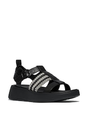 Preto - Sandália FitFlop F-Mode V-Weave de Couro Fisherman Preta - Imagem 2 de 4
