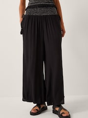 Monsoon Black Heidi Shirred Wide Leg Trousers - Image 2 of 4