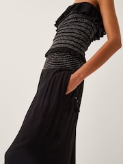 Monsoon Black Heidi Shirred Wide Leg Trousers - Image 3 of 4