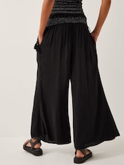 Monsoon Black Heidi Shirred Wide Leg Trousers - Image 4 of 4
