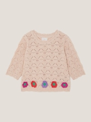 Monsoon Natural Crochet Flower Knit Top - Image 1 of 3