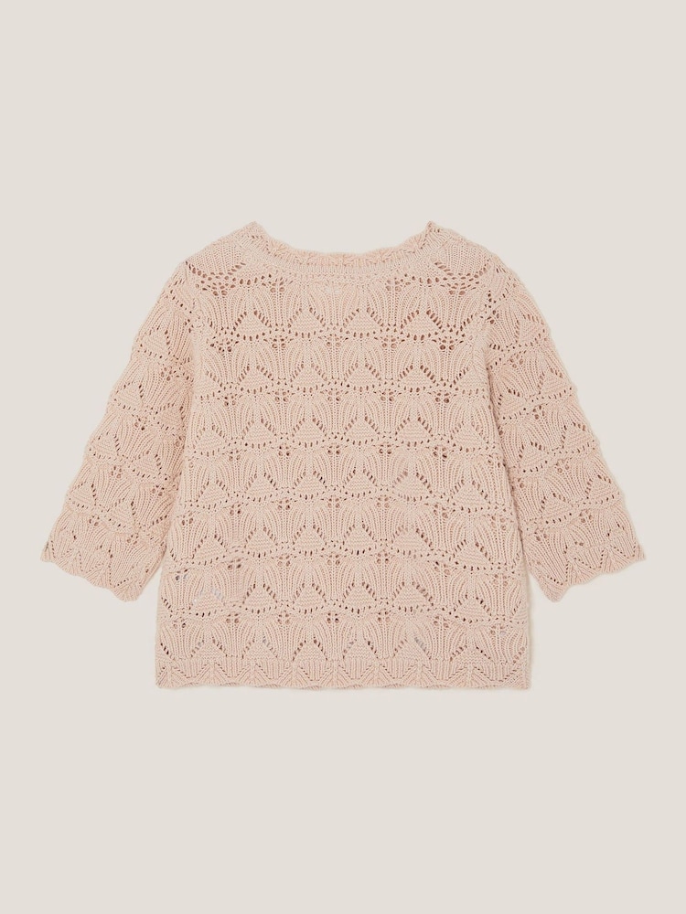 Monsoon Natural Crochet Flower Knit Top - Image 2 of 3