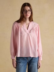 Rosa - Joules Rose Long Sleeve V-Neck Blouse - Bild 1 av 8