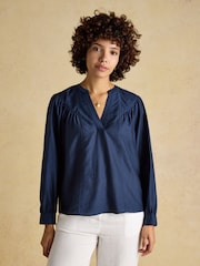 Joules Rose Navy Pop Over Blouse - Image 1 of 7
