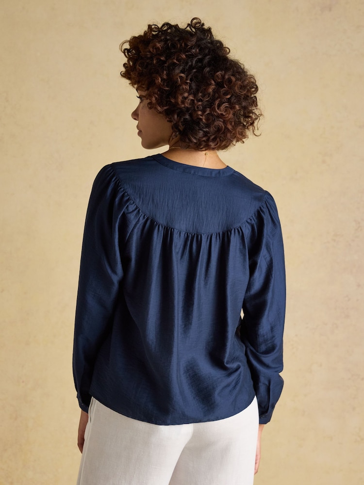 Joules Rose Navy Pop Over Blouse - Image 2 of 7