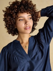 Joules Rose Navy Pop Over Blouse - Image 4 of 7