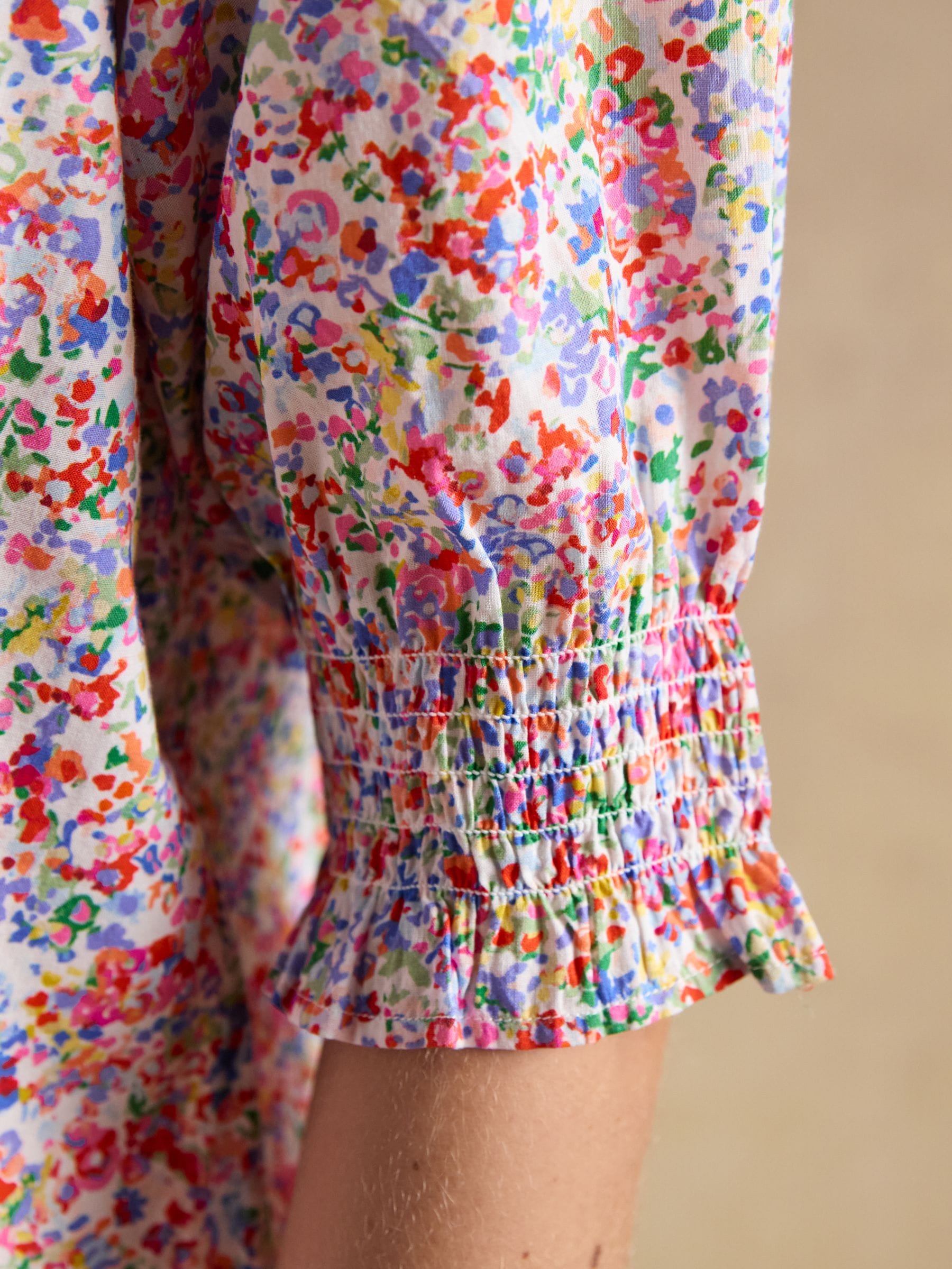 Buy Joules Melanie Multi Ditsy Short Sleeve Ruffle Blouse from the