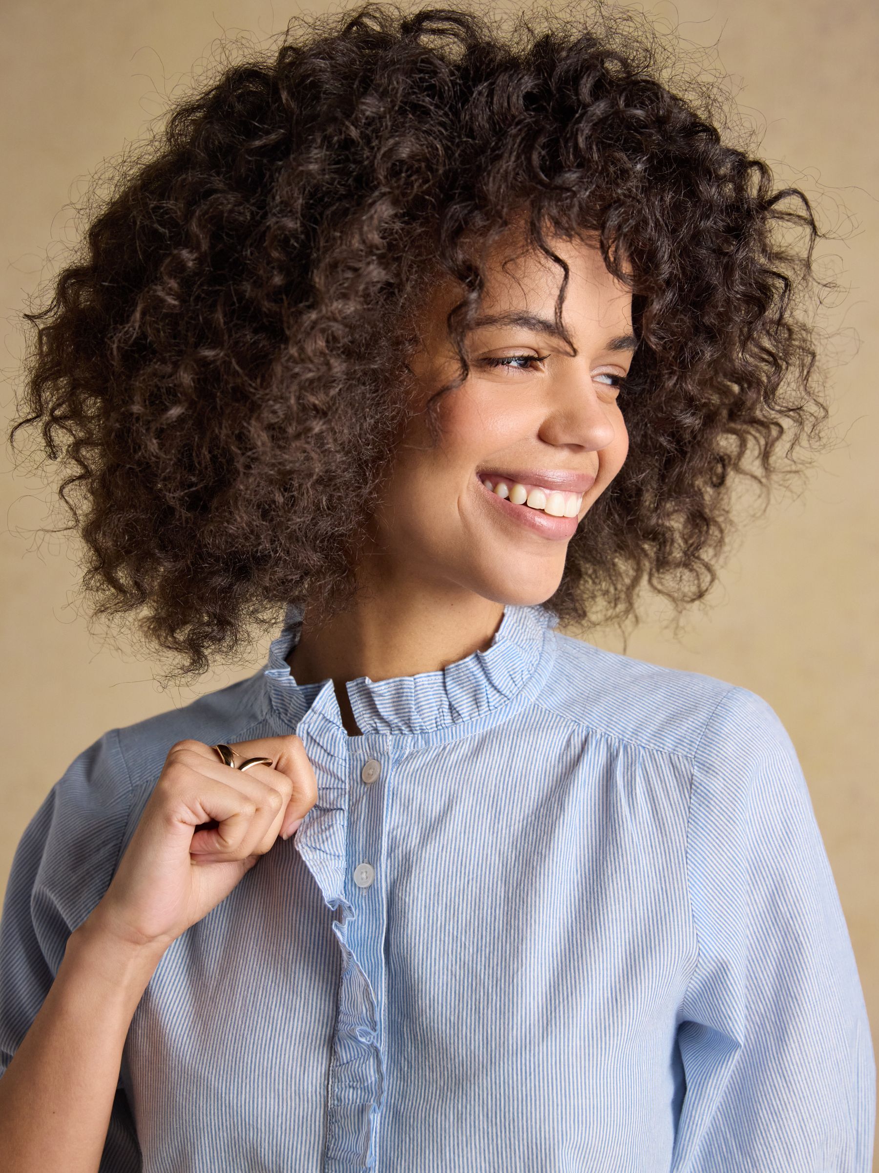 Buy Joules Melanie Blue Short Sleeve Ruffle Blouse from the Next