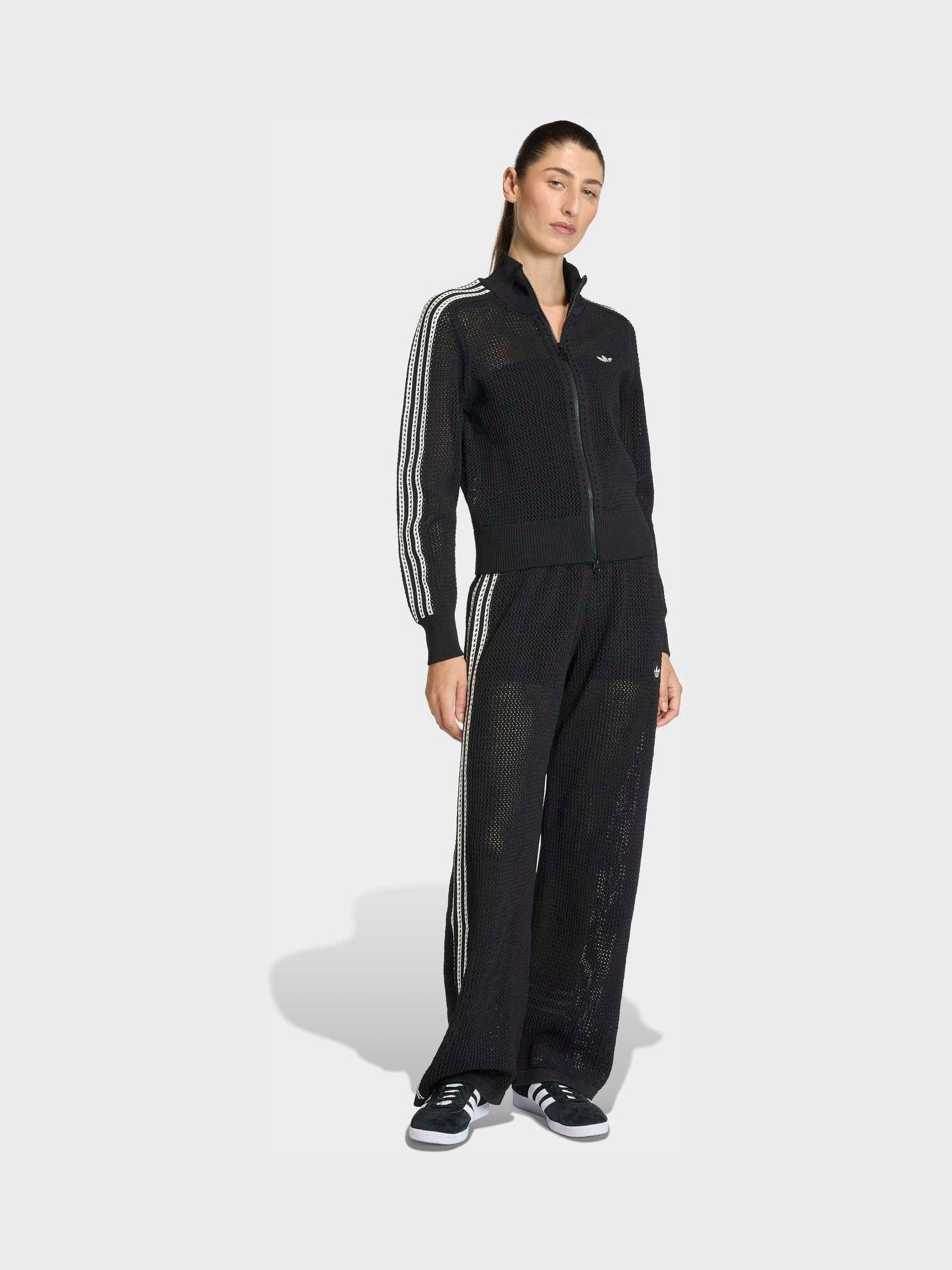 Buy adidas Originals Black Knitted Crochet Firebird Track Top from