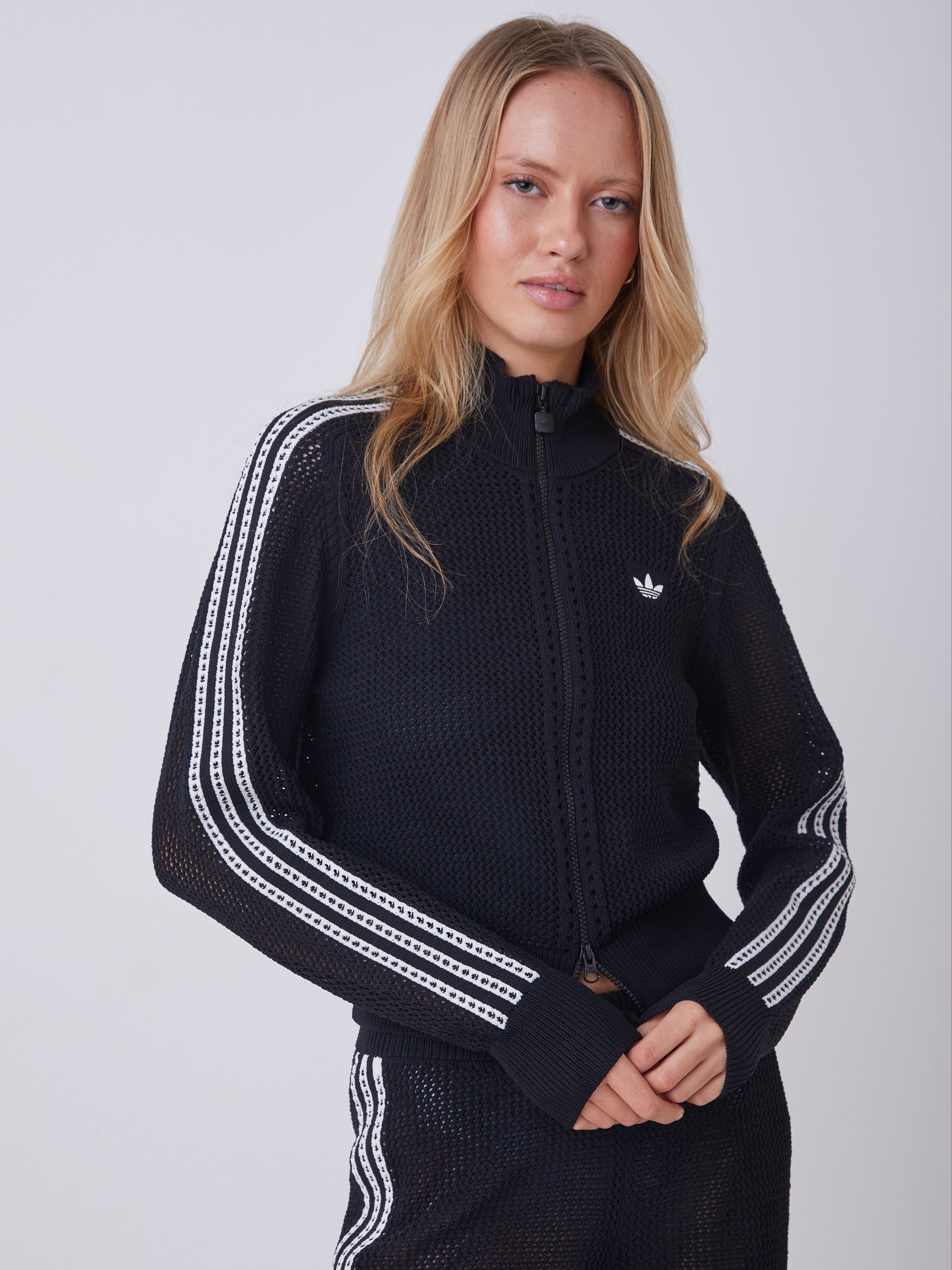 Buy adidas Originals Black Knitted Crochet Firebird Track Top from