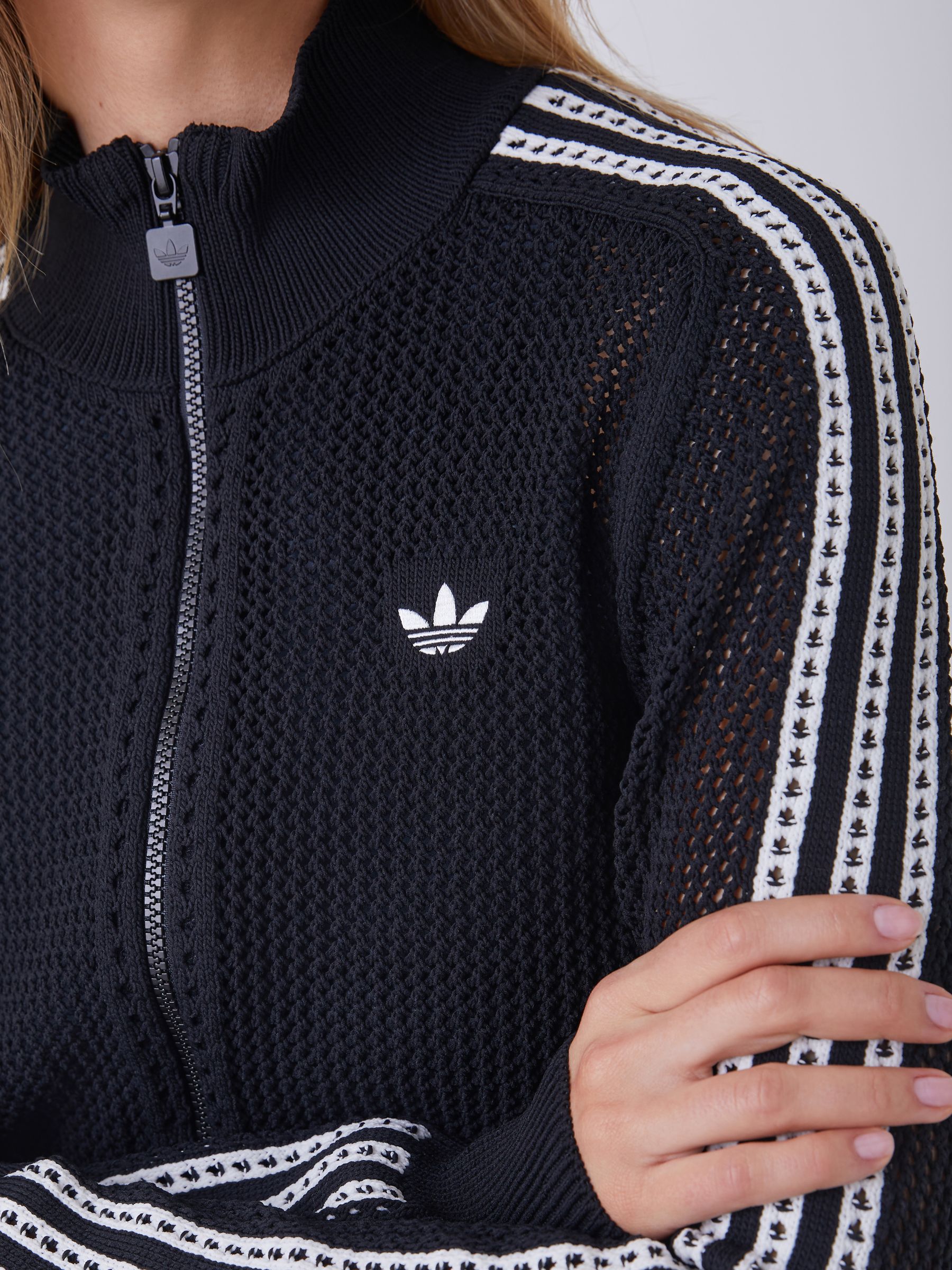 Buy adidas Originals Black Knitted Crochet Firebird Track Top from