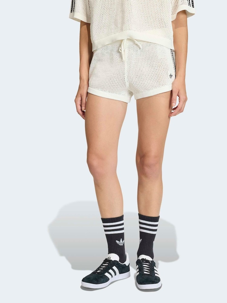 adidas Originals White Crochet Shorts - Image 1 of 1