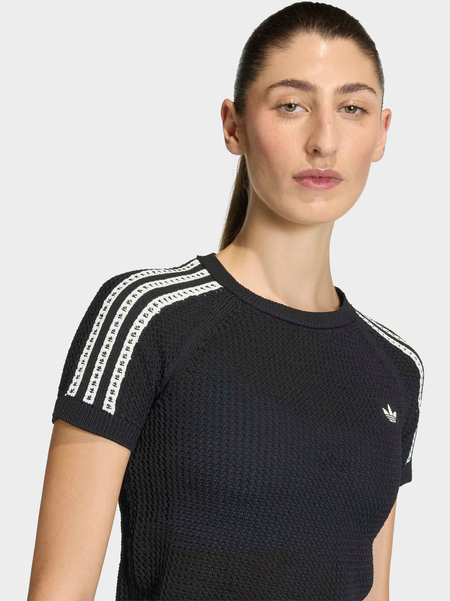Buy adidas Originals Black Crochet Knit T-Shirt from Next USA