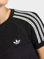 adidas Originals Black Crochet Knit T-Shirt - Image 5 of 5