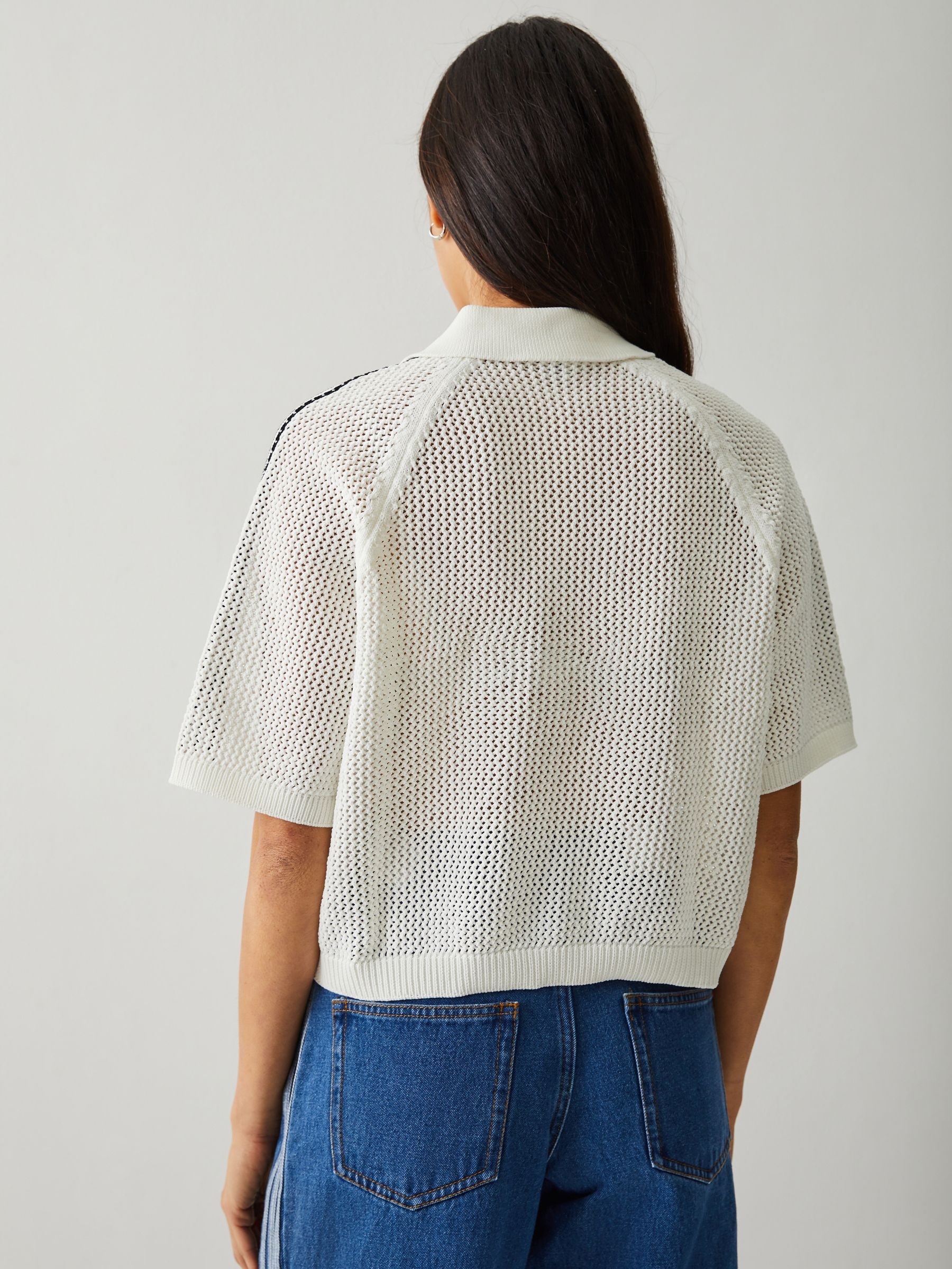 Buy adidas originals White Knitted Crochet Polo Shirt from Next USA
