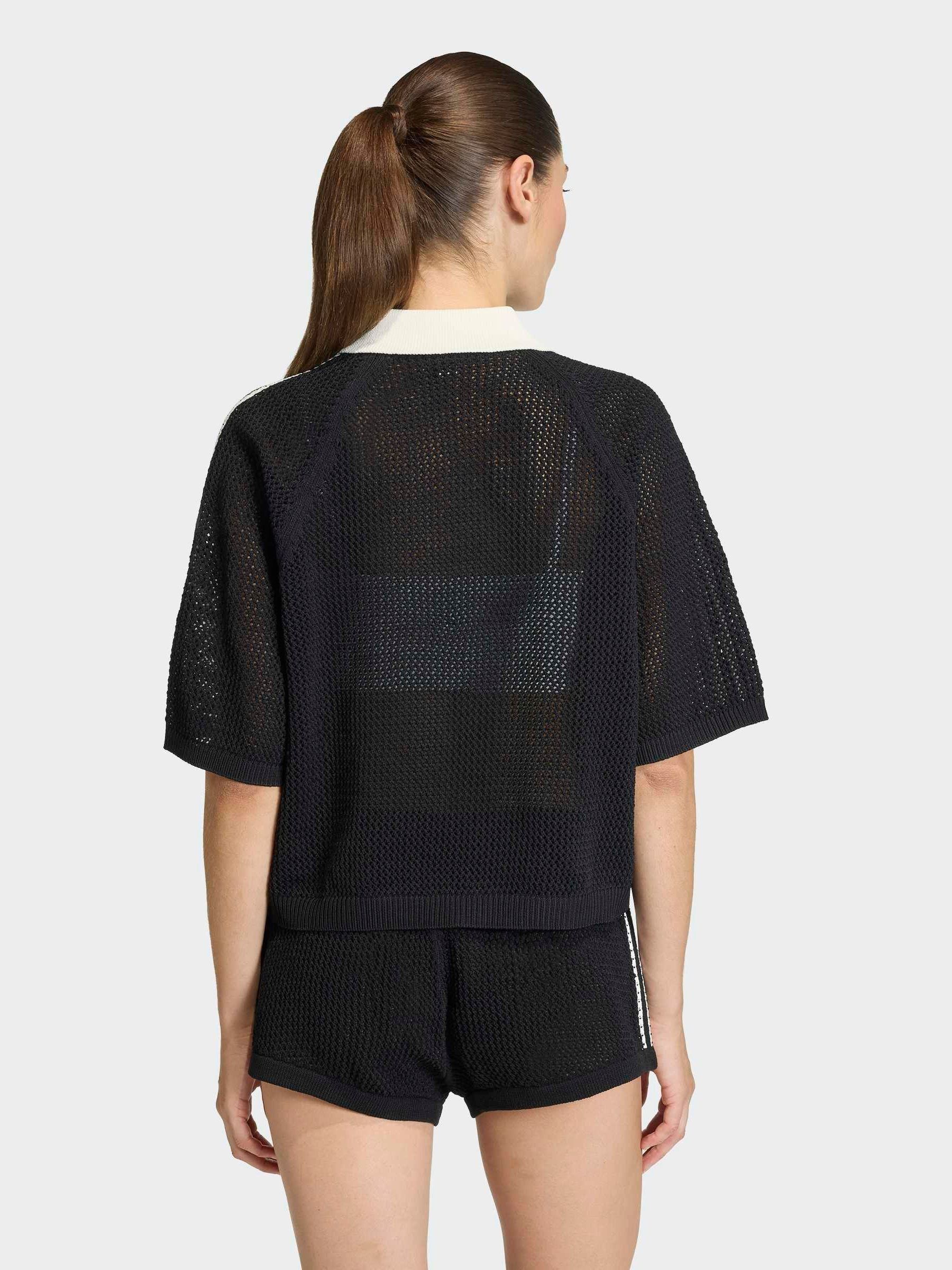 Buy adidas originals Black Knitted Crochet Polo Shirt from Next USA