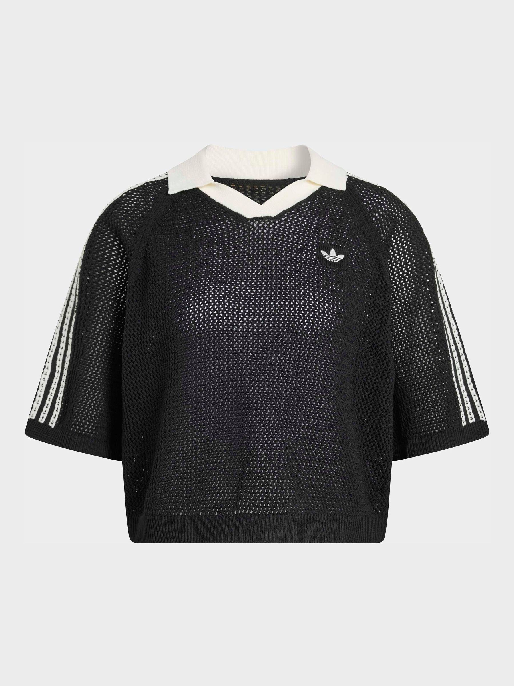 Buy adidas originals Black Knitted Crochet Polo Shirt from Next USA