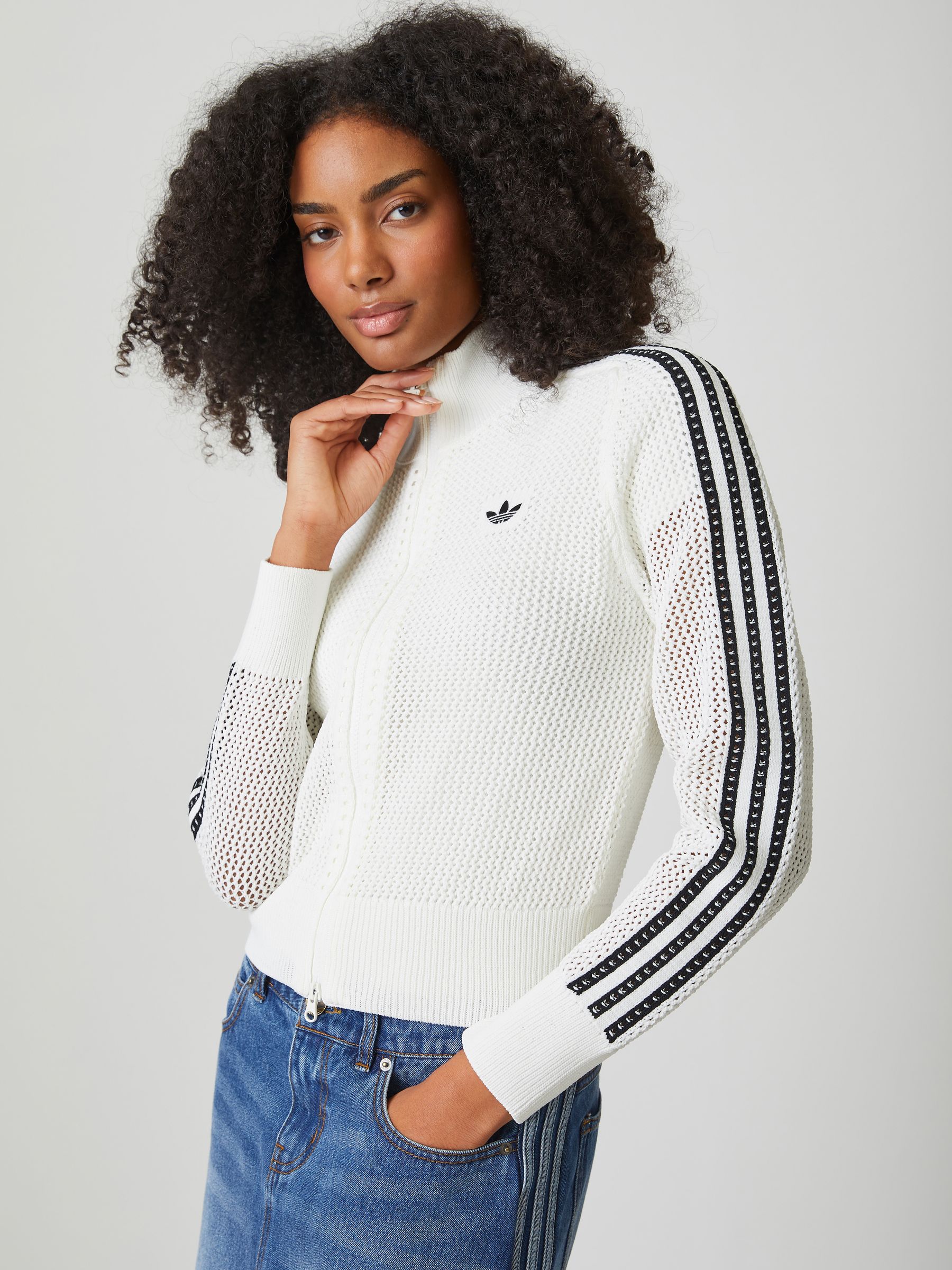 Buy adidas Originals White Knitted Crochet Firebird Track Top from