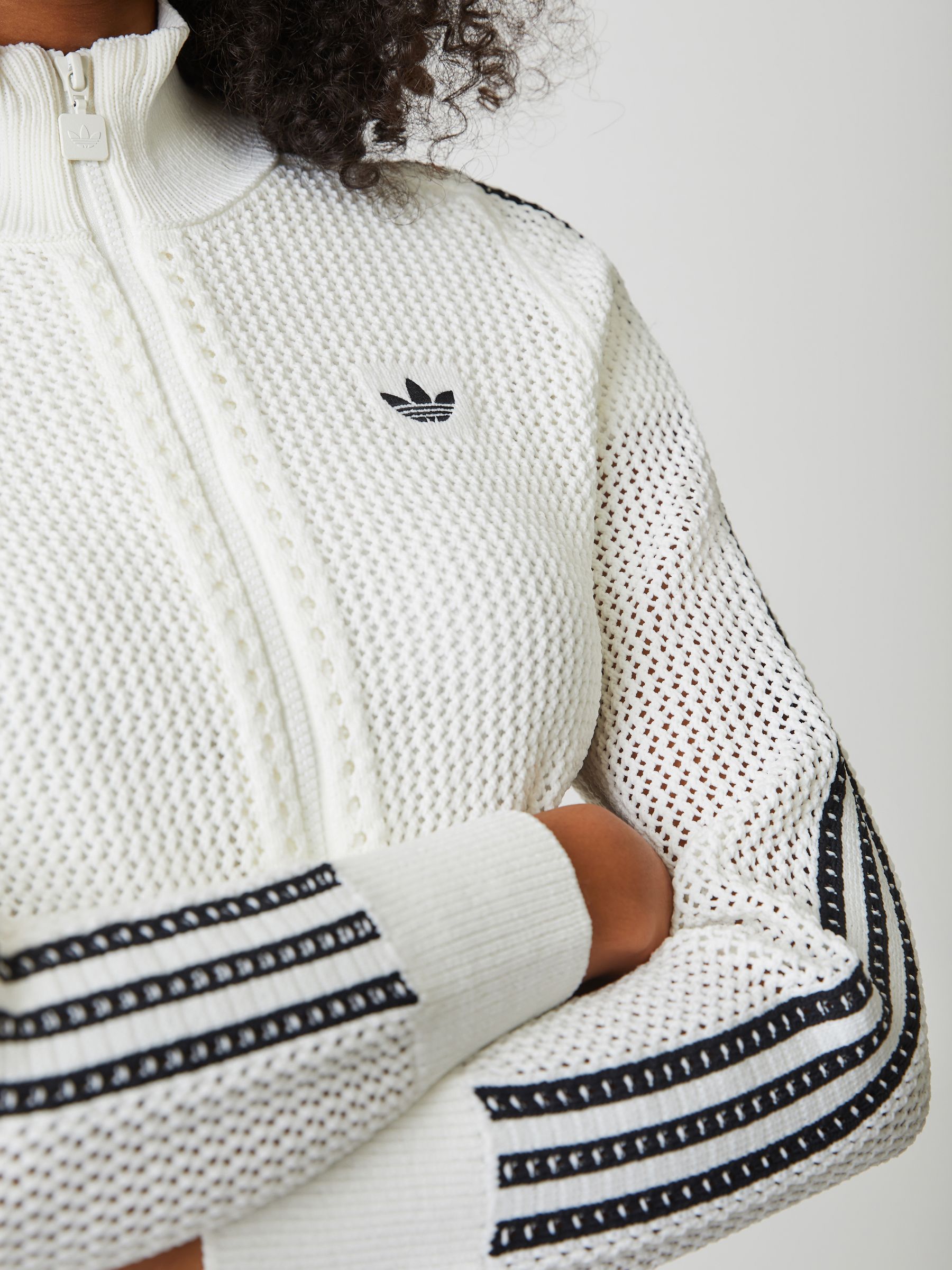 Buy adidas Originals White Knitted Crochet Firebird Track Top from