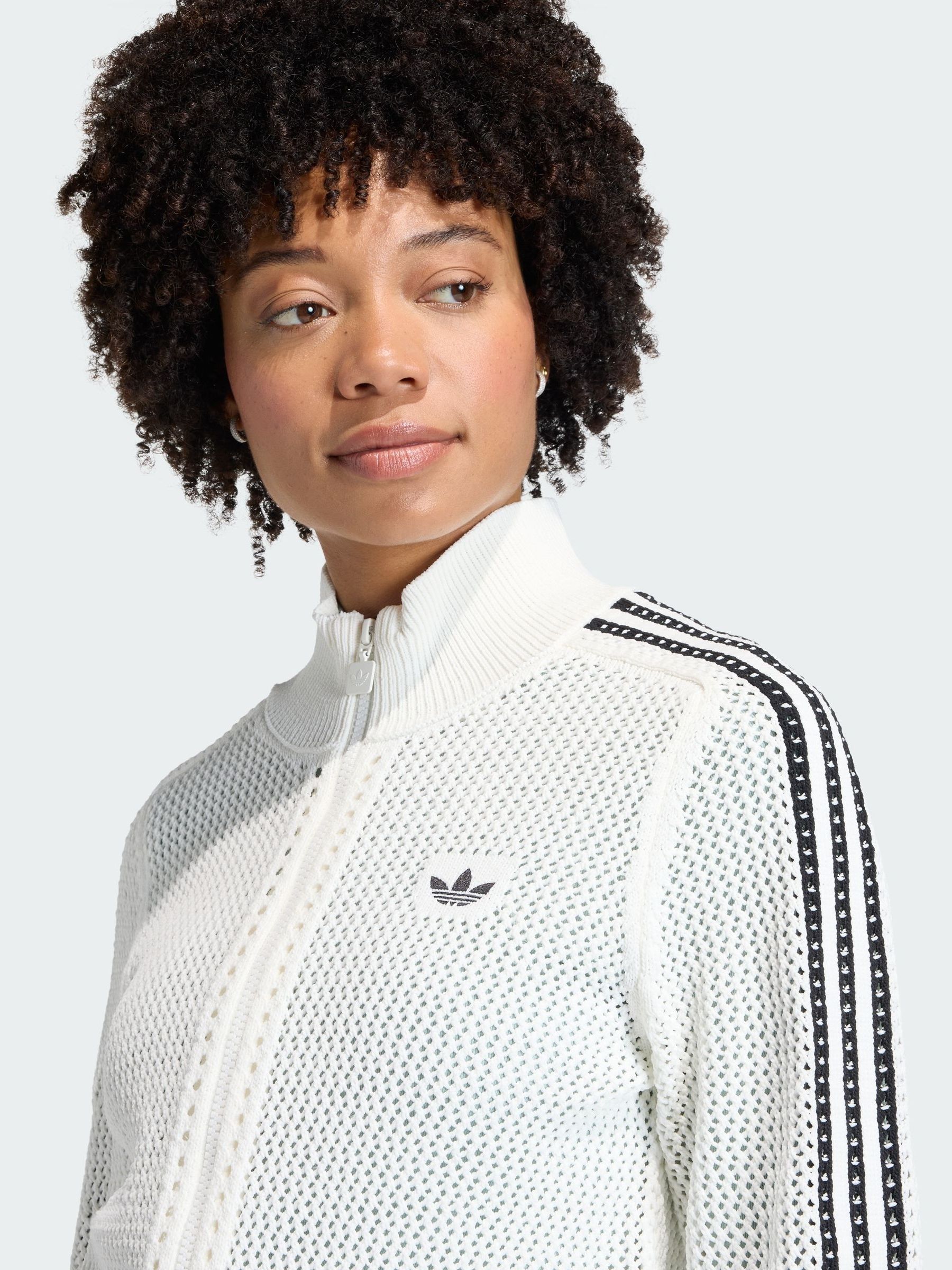 Buy adidas Originals White Knitted Crochet Firebird Track Top from